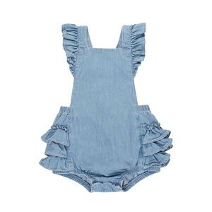 RuffleButts - NWT Toddler Girls Flutter Overall Ruffled Romper